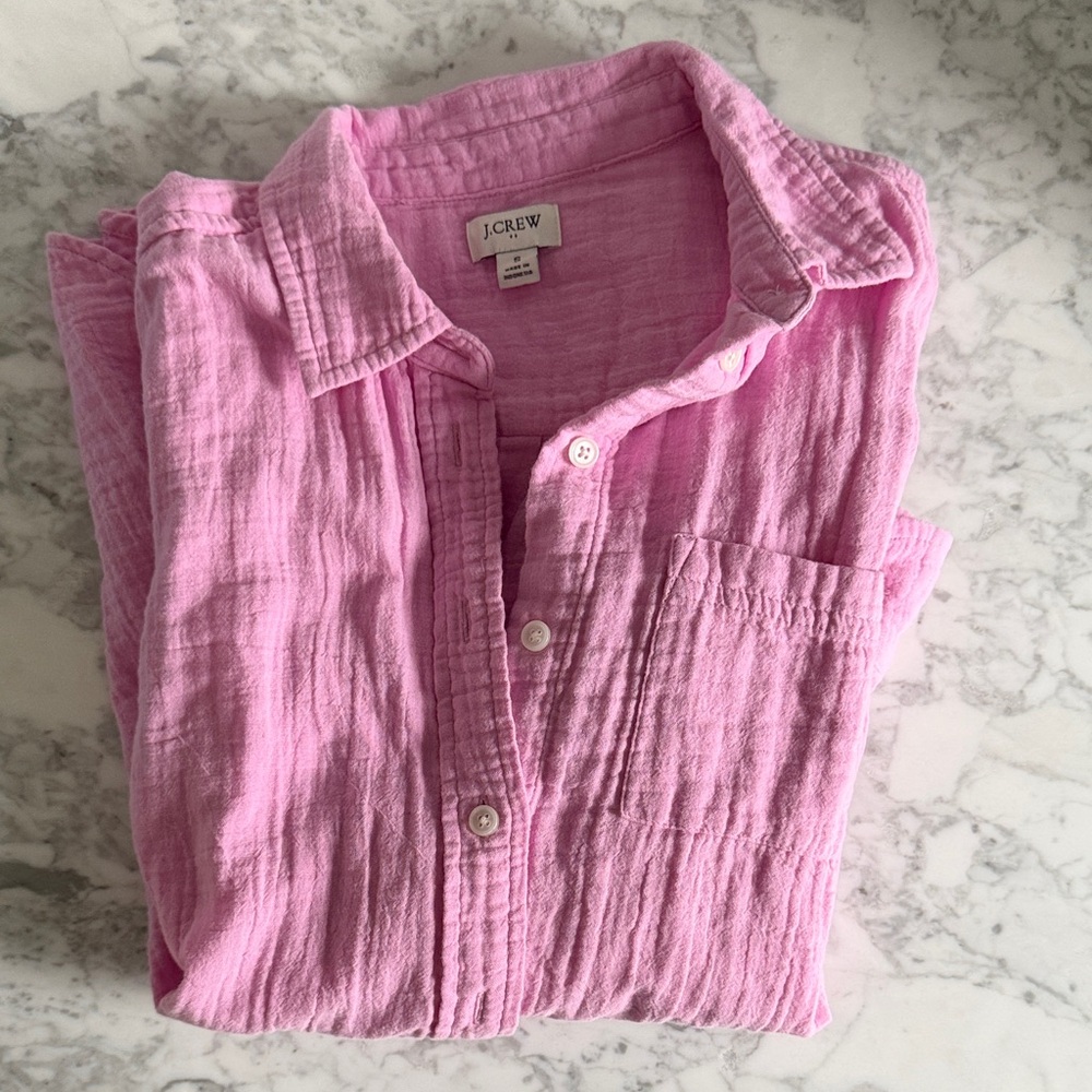 J. Crew Vibrant Pink Textured Shirt